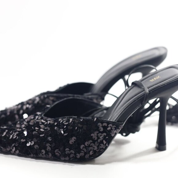 Zara Sequins lace up heeled shoes - Picture 4 of 6